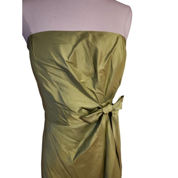 Talbots Evening Dress Size 10 Vintage Y2K Brat Green Silk Strapless Full Length - Picture 2 of 9